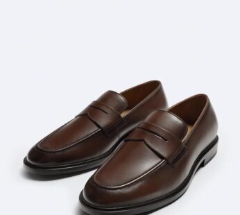 Leather Penny Strap Loafers – Brown